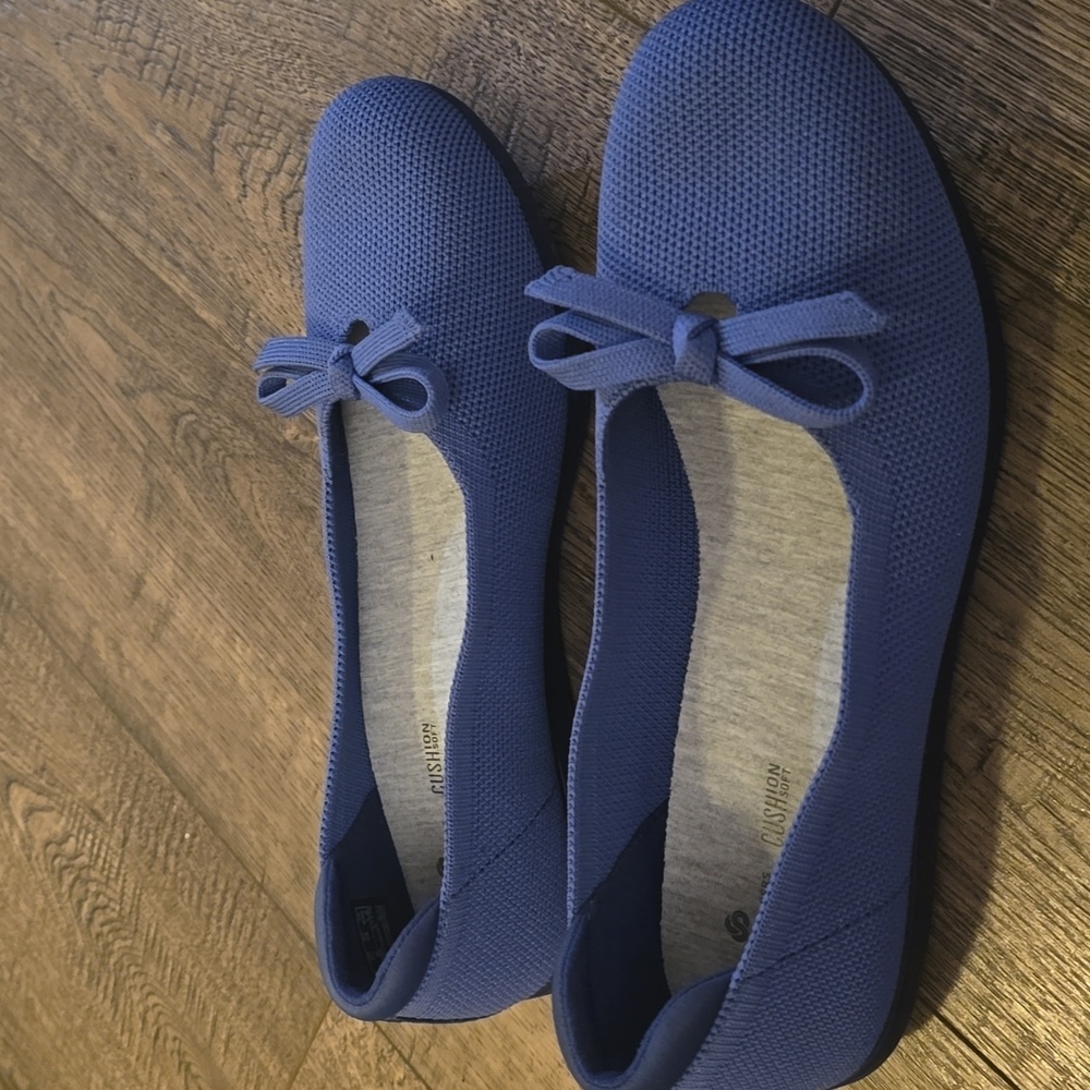 Clarks Cloudsteppers Women's Blue Knit Ballet Flats Comfort Cushion Bow Size 7.5 - Picture 4 of 8